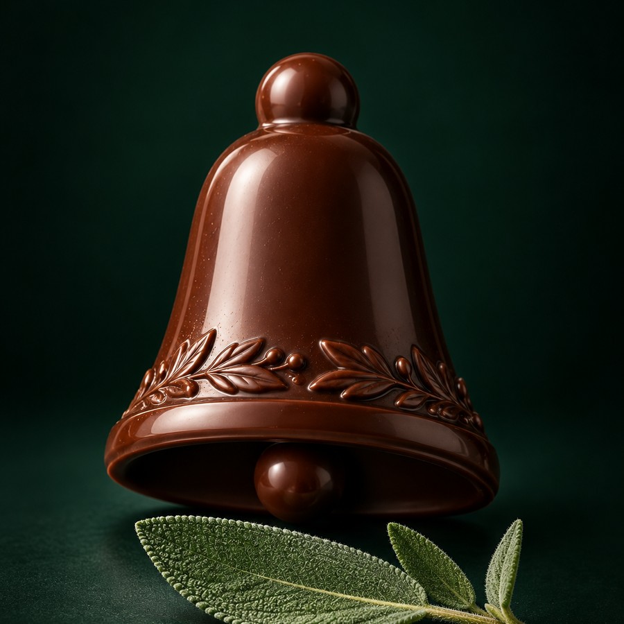 Herbal Bell, dark chocolate praline with sage