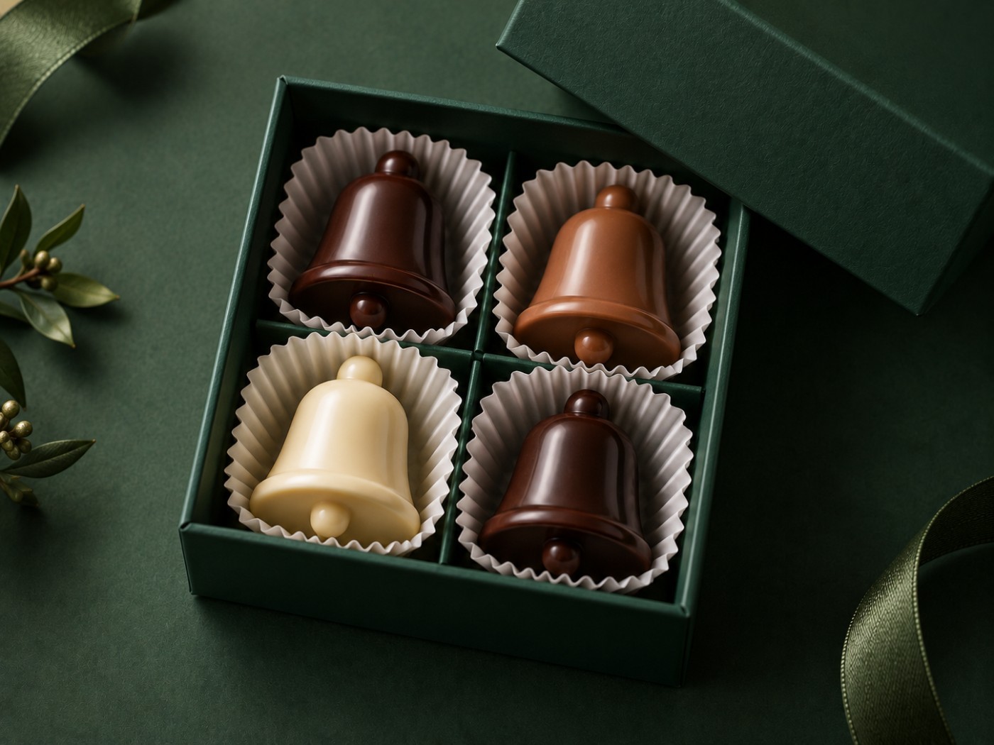 Box with four chocolate bells